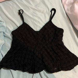 Black flowy crop tank